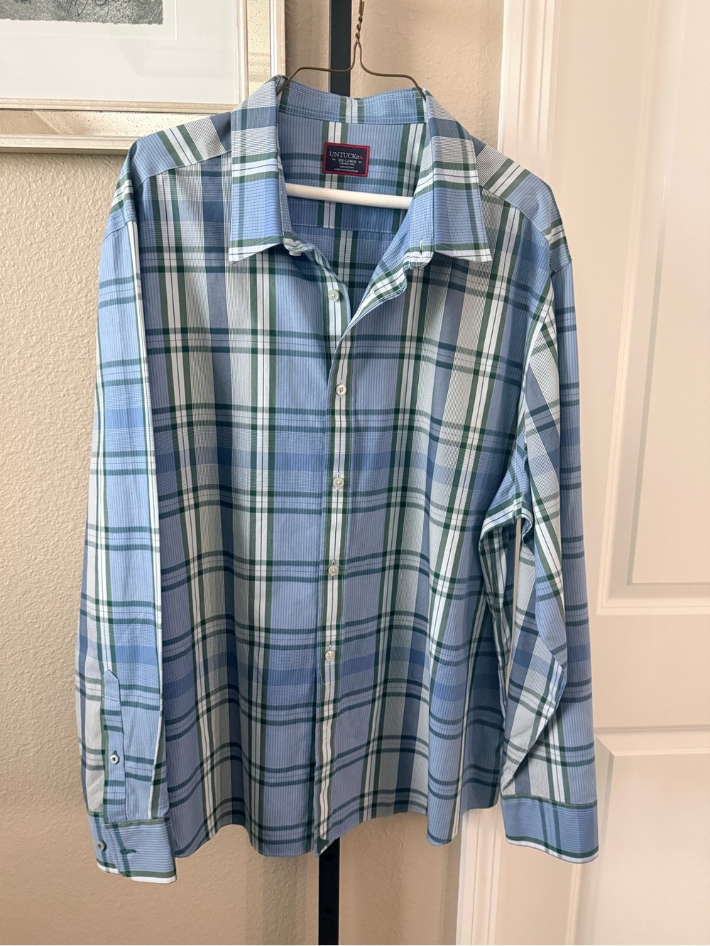 UNTUCKit Blue & Green Plaid Lightweight Shirt Jacket